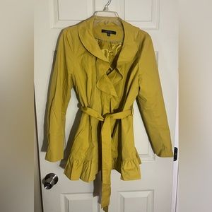Gold ruffle trench jacket Size Large